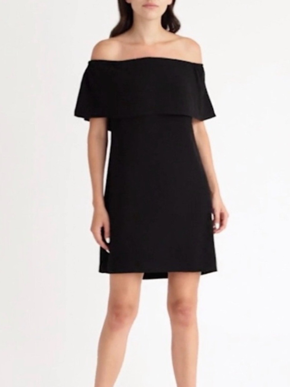 Charles Henry Black Off Shoulder Flounce Mini Dress MP